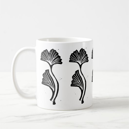 Gingko Leaf Lino Print Tasse (Links)