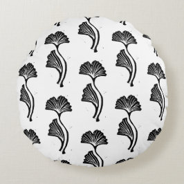 Gingko Leaf Lino Print Throw Kissen