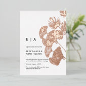 Gingko Leaf Real Rose Gold Wedding Folieneinladung (Stehend vorne)
