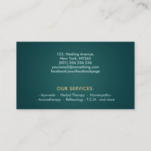 Gingko Leaf Tree - SmaragdMarmor und Gold Visitenkarte (Rückseite)