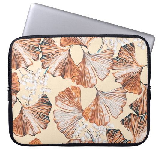 Gingko mit Früchten nahtlos Muster. Wasserfarbe fl Laptopschutzhülle (Vorderseite)