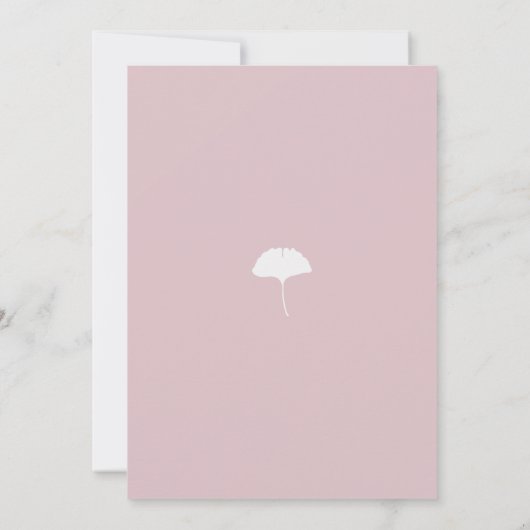 Gingko Silhouette Einladung ・ Moderne rosa Hochzei (Rückseite)