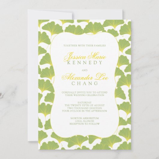 Gingko Tree Spring Grüne Hochzeit 2 Einladung (Vorderseite)