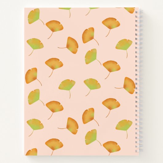 Gingko verlasst gemustertes Spiralnotebook Notizblock (Rückseite)