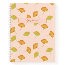 Gingko verlasst gemustertes Spiralnotebook