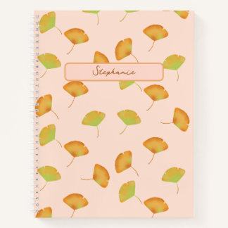 Gingko verlasst gemustertes Spiralnotebook Notizblock