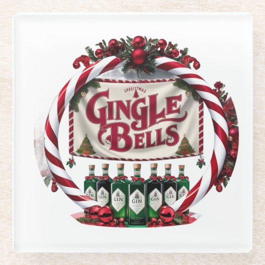 Gingle Bells Christmas Gin Display Glasuntersetzer (Vorderseite)