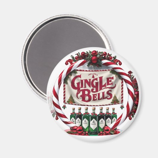 Gingle Bells Christmas Gin Display Magnet (Vorderseite/Rückseite)
