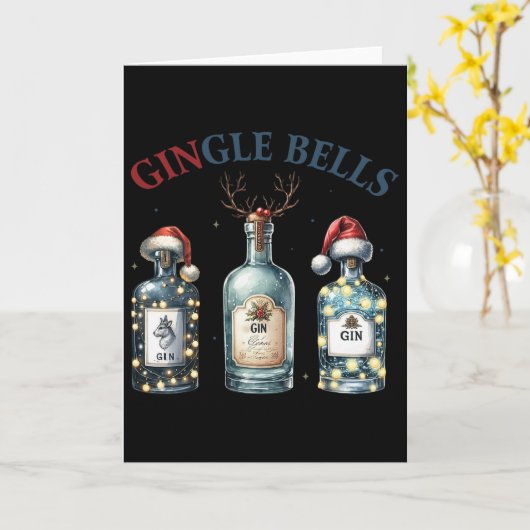 Gingle Bells Funny Gin Gin Bells Christmas Tree Me Karte (Gelbe Blume)