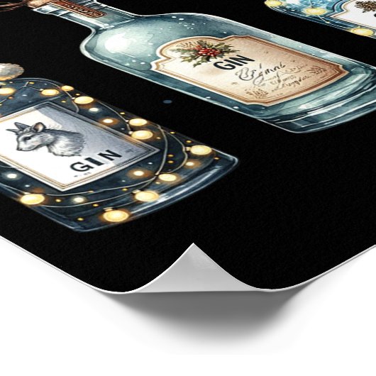 Gingle Bells Funny Gin Gin Bells Christmas Tree Me Poster (Ecke)