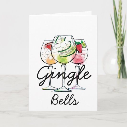 Gingle Bells | Gin & Tonic Weihnachtskarten Feiertagskarte (Vorderseite)