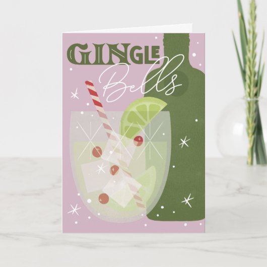 GINgle Bells Holiday Spirits Gefaltete Grußkarte Karte (Vorderseite)