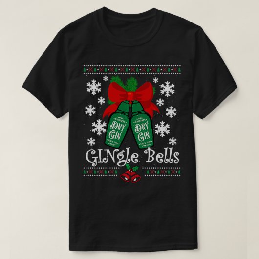 GINgle Bells Ugly Christmas Gin Mistletoe Xmas T-Shirt (Design vorne)