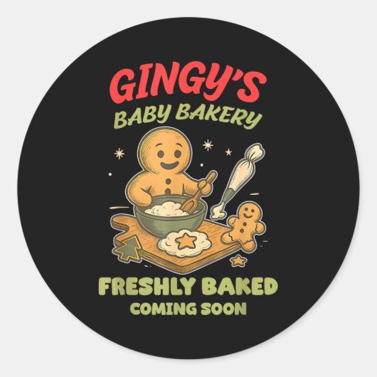 Gingy's Baby Bakery Freshly Baked Coming Soon Chri Runder Aufkleber (Vorderseite)