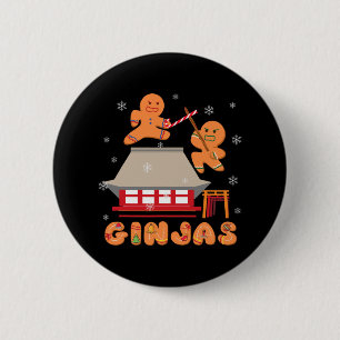 Ginja Ninja Ginjas Gingerbread Ninjas Christmas Gi Button