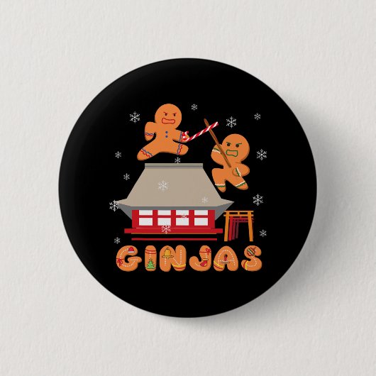 Ginja Ninja Ginjas Gingerbread Ninjas Christmas Gi Button (Vorderseite)