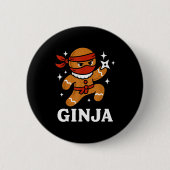 Ginjas Gingerbread Ninja Funny Christmas Cookie Bo Button (Vorderseite)