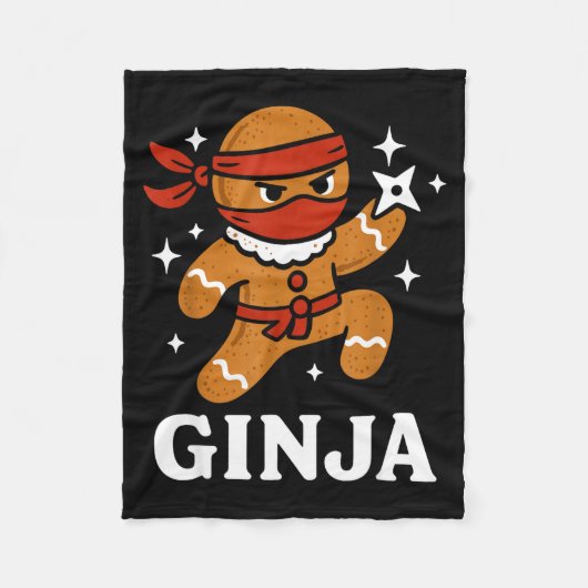 Ginjas Gingerbread Ninja Funny Christmas Cookie Bo Fleecedecke (Vorderseite)