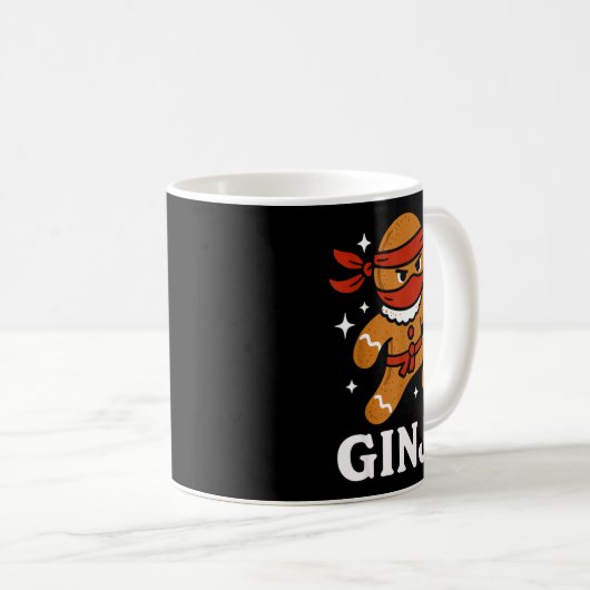 Ginjas Gingerbread Ninja Funny Christmas Cookie Bo Kaffeetasse (VorderseiteRechts)