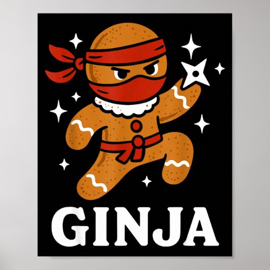 Ginjas Gingerbread Ninja Funny Christmas Cookie Bo Poster (Vorne)