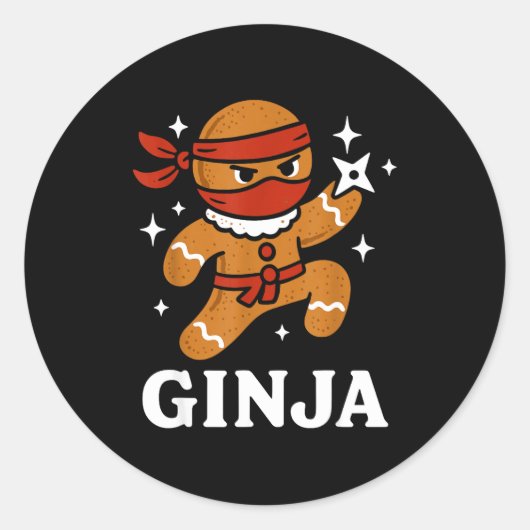 Ginjas Gingerbread Ninja Funny Christmas Cookie Bo Runder Aufkleber (Vorderseite)