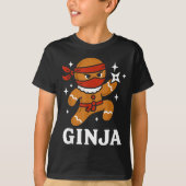 Ginjas Gingerbread Ninja Funny Christmas Cookie Bo T-Shirt (Vorderseite)