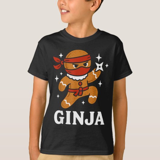 Ginjas Gingerbread Ninja Funny Christmas Cookie Bo T-Shirt (Vorderseite)