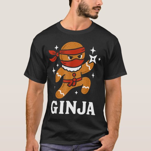 Ginjas Gingerbread Ninja Funny Christmas Cookie Bo T-Shirt (Vorderseite)