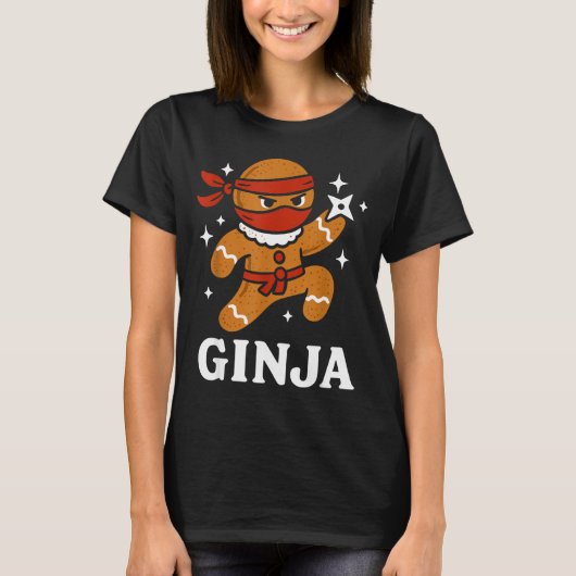 Ginjas Gingerbread Ninja Funny Christmas Cookie Bo T-Shirt (Vorderseite)