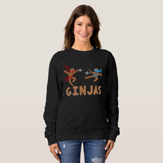 Ginjas Gingerbread Ninjas Funny Christmas Cookie P Sweatshirt (Vorne ganz)
