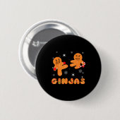 Ginjas Gingerbread Ninjas Funny Ugly Christmas Button (Vorne & Hinten)