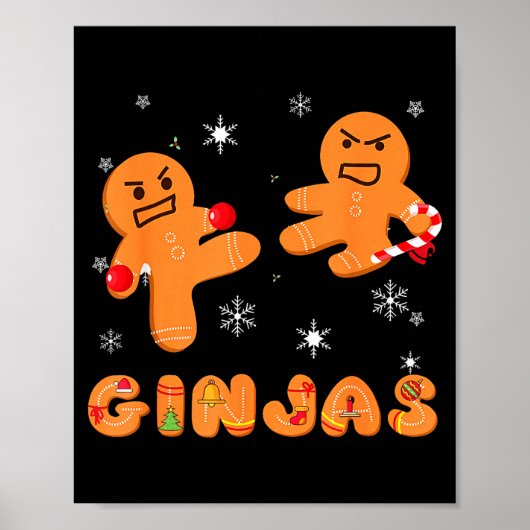 Ginjas Gingerbread Ninjas Funny Ugly Christmas Poster (Vorne)