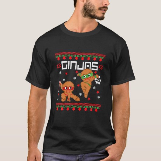 Ginjas Gingerbread Ninjas Funny Ugly Christmas Swe T-Shirt (Vorderseite)