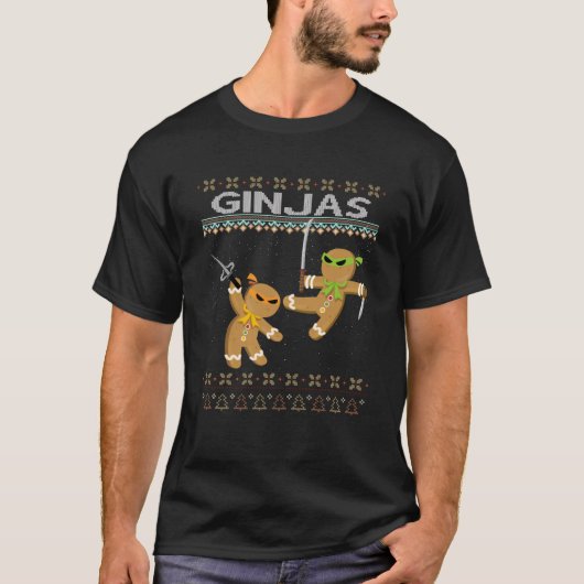 Ginjas Gingerbread Ninjas Funny Ugly Christmas Swe T-Shirt (Vorderseite)