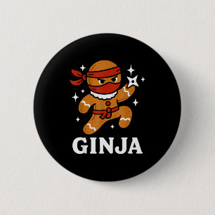 Ginjas Lebkuchen-Ninja Lustiger Weihnachtscookie B Button