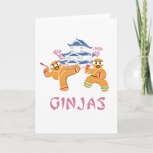 Ginjas Ninjas WeihnachtenNinja Lebkuchen Feiertagskarte (Vorderseite)