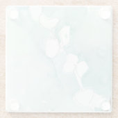 Ginkgo auf staubigem aquamarinem - Weiß Glasuntersetzer (Rückseite)