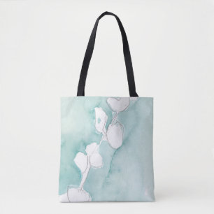Ginkgo auf staubigem aquamarinem - Weiß Tasche