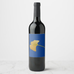 Ginkgo Biloba Blatt-Wein-Aufkleber Weinetikett