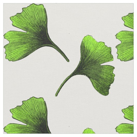 Ginkgo Biloba Blätter Botanisches Kunstmuster Stoff (Nahaufnahme)