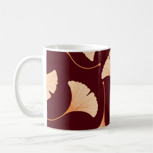 Ginkgo Biloba Blätter, nahtlose Blumenmuster. Kaffeetasse