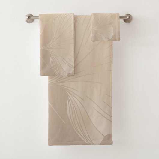 Ginkgo Biloba Botanische Abstrakte Grafik Pinselst Badhandtuch Set (Insitu)