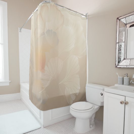 Ginkgo Biloba Botanische Abstrakte Grafik Pinselst Duschvorhang (Beispiel)