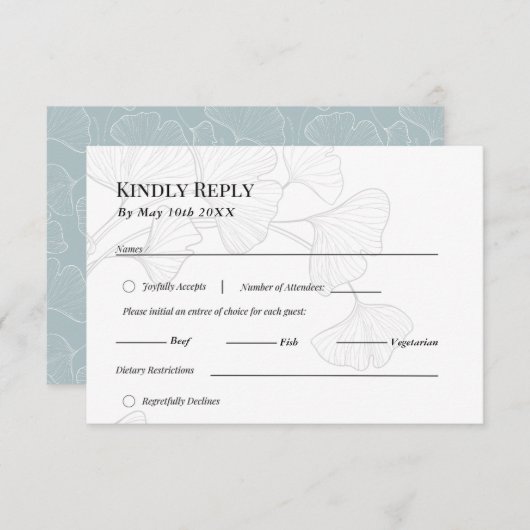 Ginkgo Biloba Dream Wedding Response Card RSVP Karte (Vorne/Hinten)