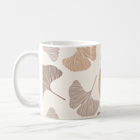 Ginkgo Biloba: trockenes, nahtloses Design. Kaffeetasse (Links)