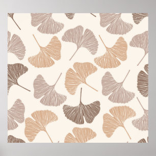 Ginkgo Biloba: trockenes, nahtloses Design. Poster