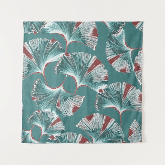 Ginkgo-Bilobablatt, Tischdeckelmuster. Wandteppich (Vorderseite)