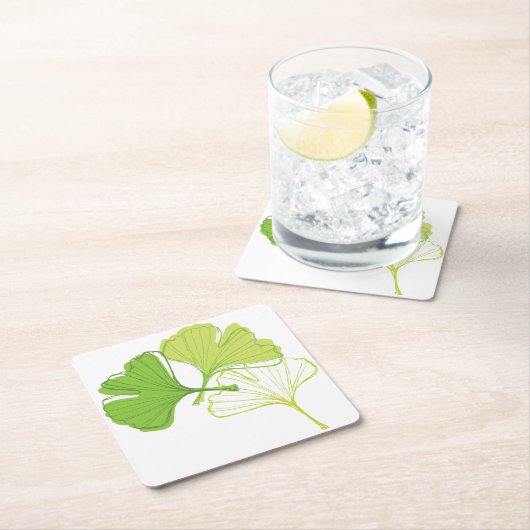 Ginkgo-Blatt Rechteckiger Pappuntersetzer (Vor Ort)