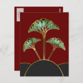 Ginkgo Blätter Art Deco Postkarte (Vorne/Hinten)