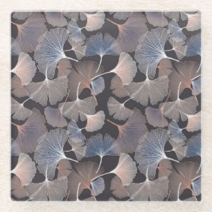 Ginkgo-Blätter: elegantes natürliches Muster. Glasuntersetzer